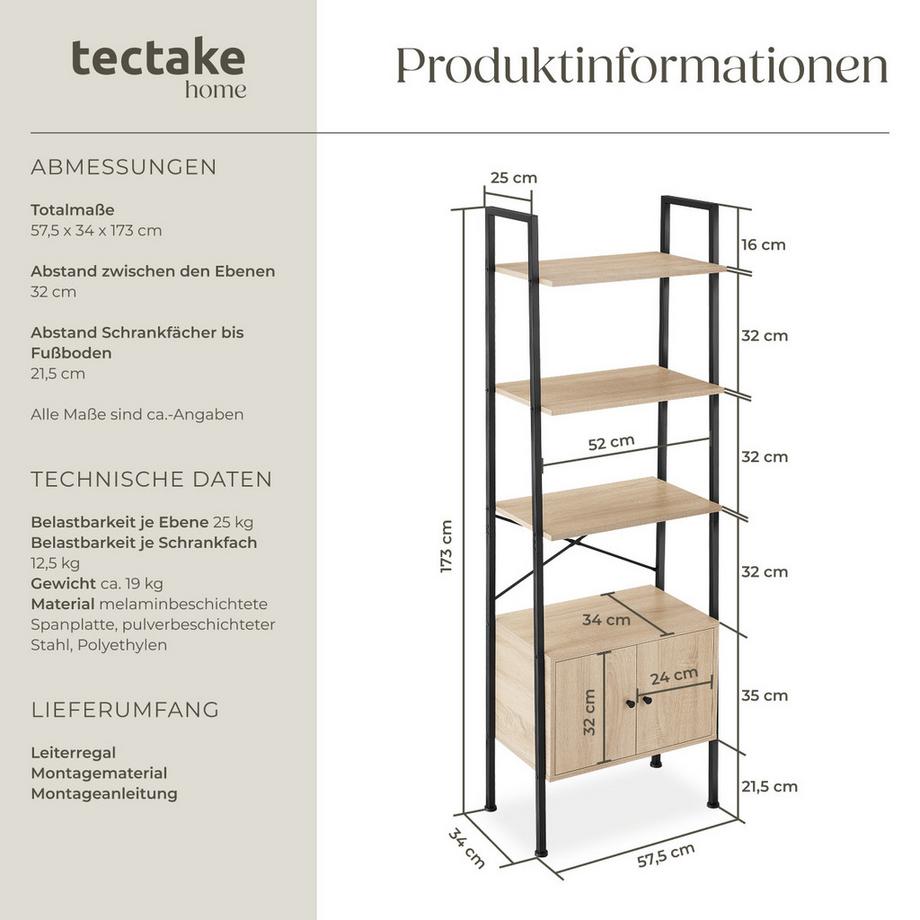 Tectake Étagère BRENTWOOD style industriel  