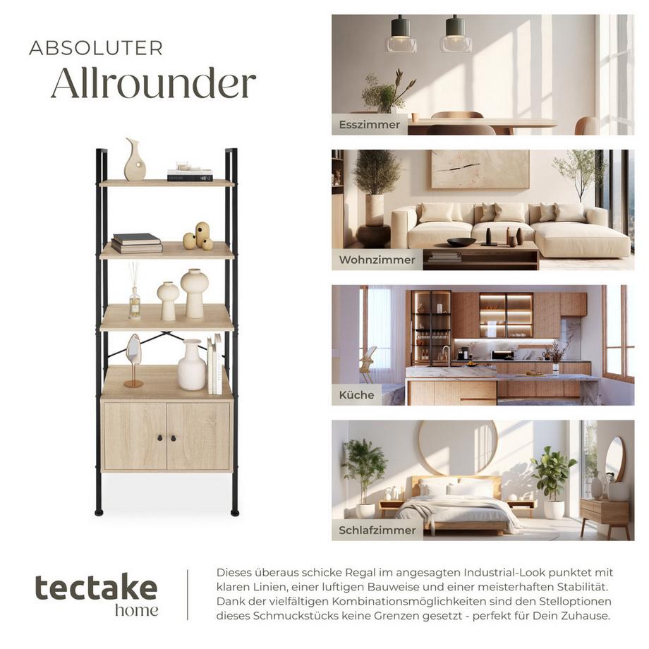 Tectake Leiterregal Brentwood Industrial Style Holz und Stahl  