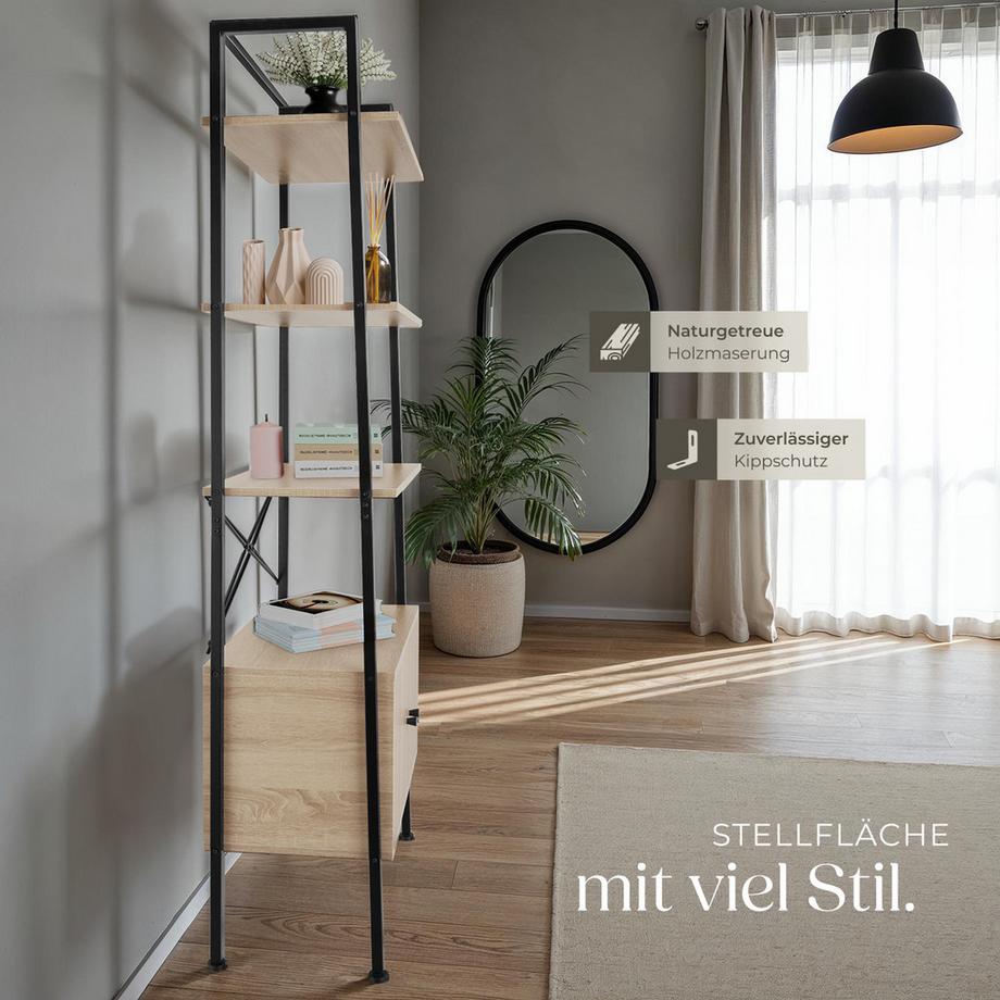 Tectake Leiterregal Brentwood Industrial Style Holz und Stahl  