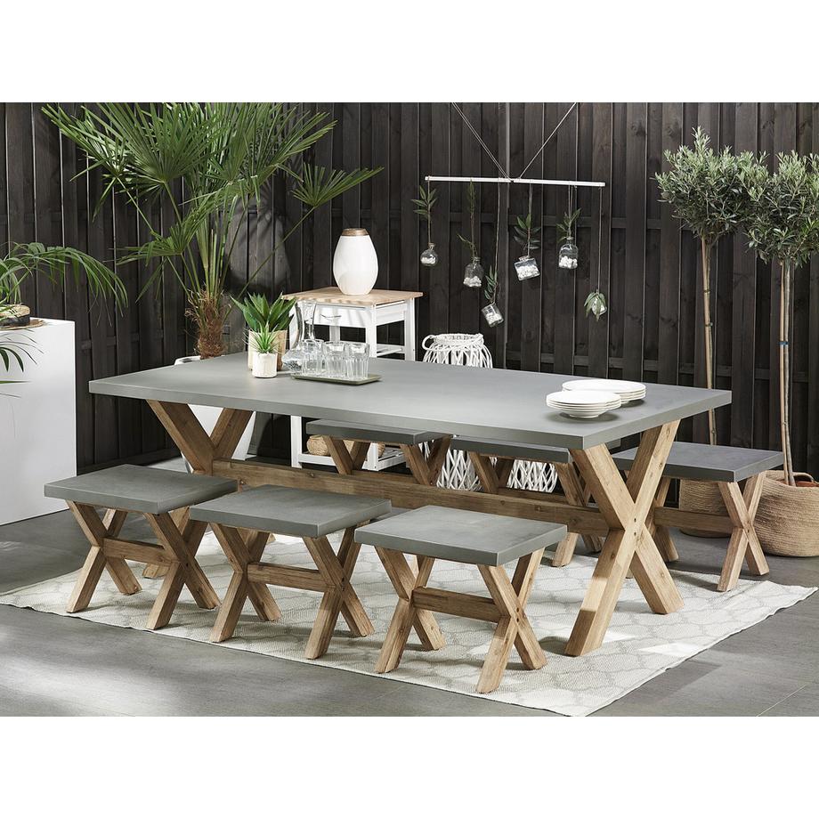 Beliani Gartentisch Set aus Faserzement  OLBIA  