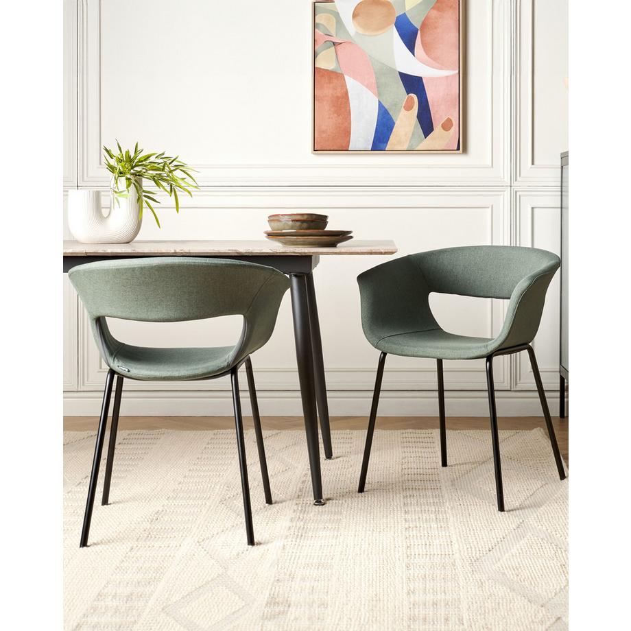 Beliani Lot de 2 chaises de salle à manger en Tissu Moderne ELMA  