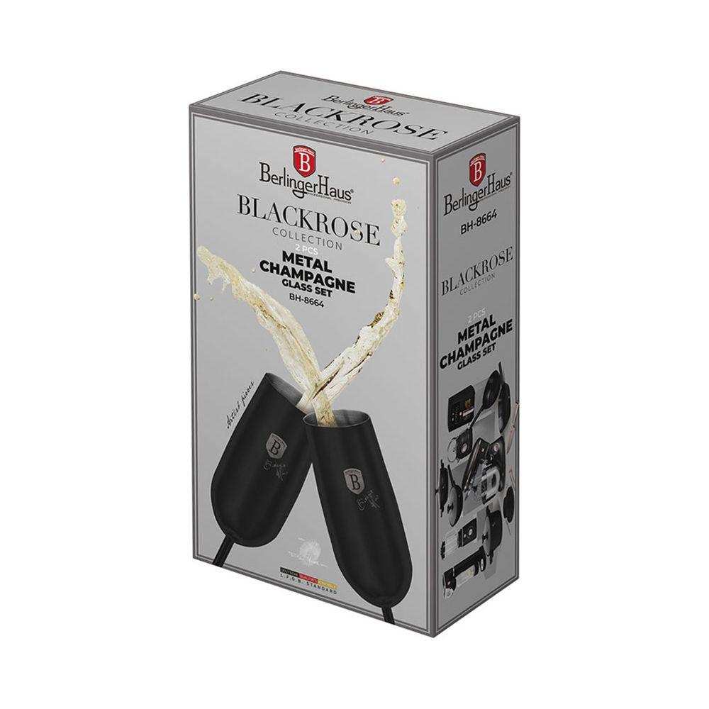 Berlinger Edelstahl Sektgläser 2 Stück Matte Black Collection  