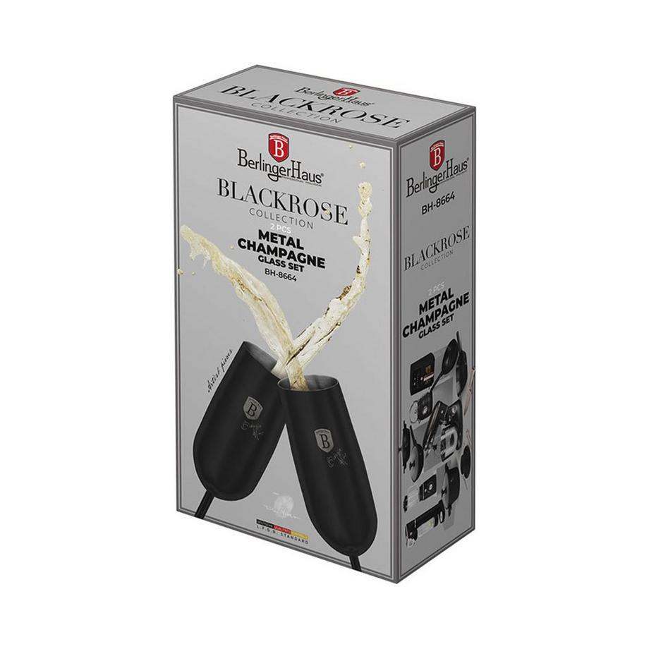 Berlinger Edelstahl Sektgläser 2 Stück Matte Black Collection  