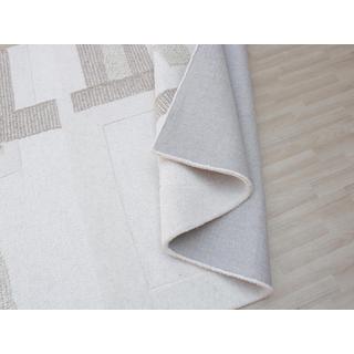 Vente-unique  Tappeto con rilievi 200 x 290 cm 100% Lana di artigianato 1800 g/m2 Beige e Tortora - MANDJARO 