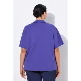Ulla Popken Felpa oversize a mezza manica con collo a camicia  