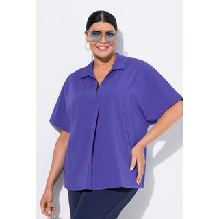 Ulla Popken Felpa oversize a mezza manica con collo a camicia  