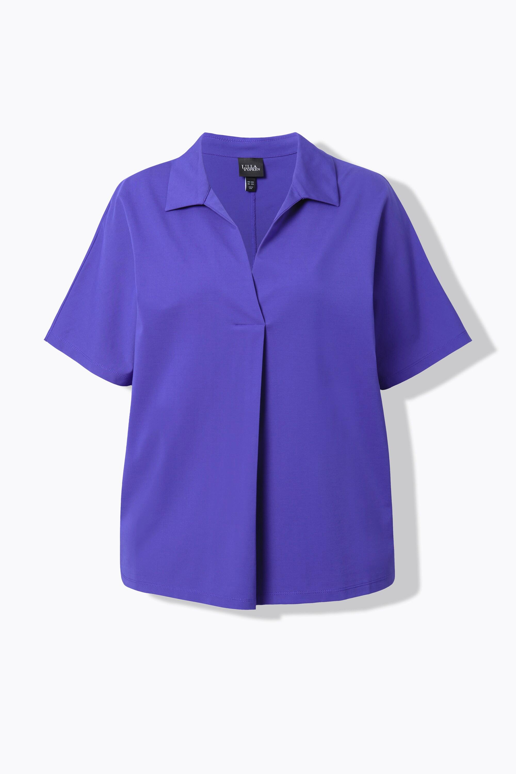 Ulla Popken Felpa oversize a mezza manica con collo a camicia  