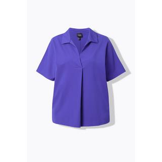 Ulla Popken Felpa oversize a mezza manica con collo a camicia  