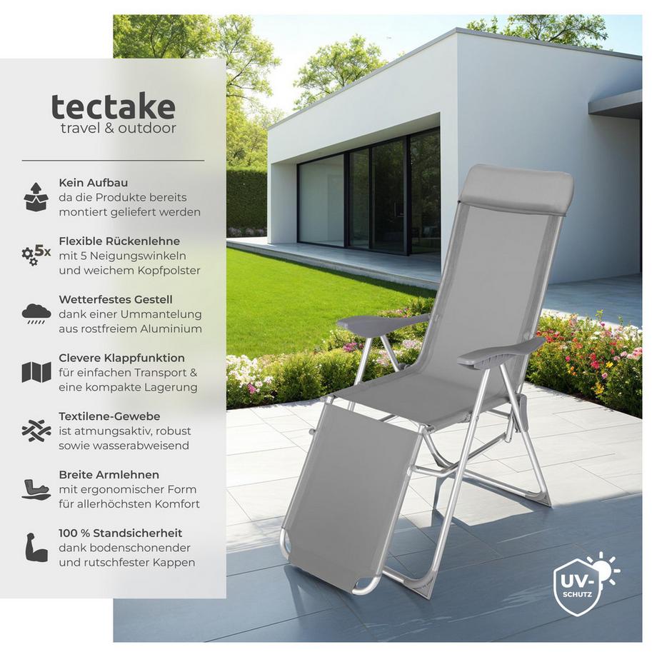 Tectake 2er Set Gartenstuhl Jana klappbar Textilene-Gewebe mit Aluminiumgestell  