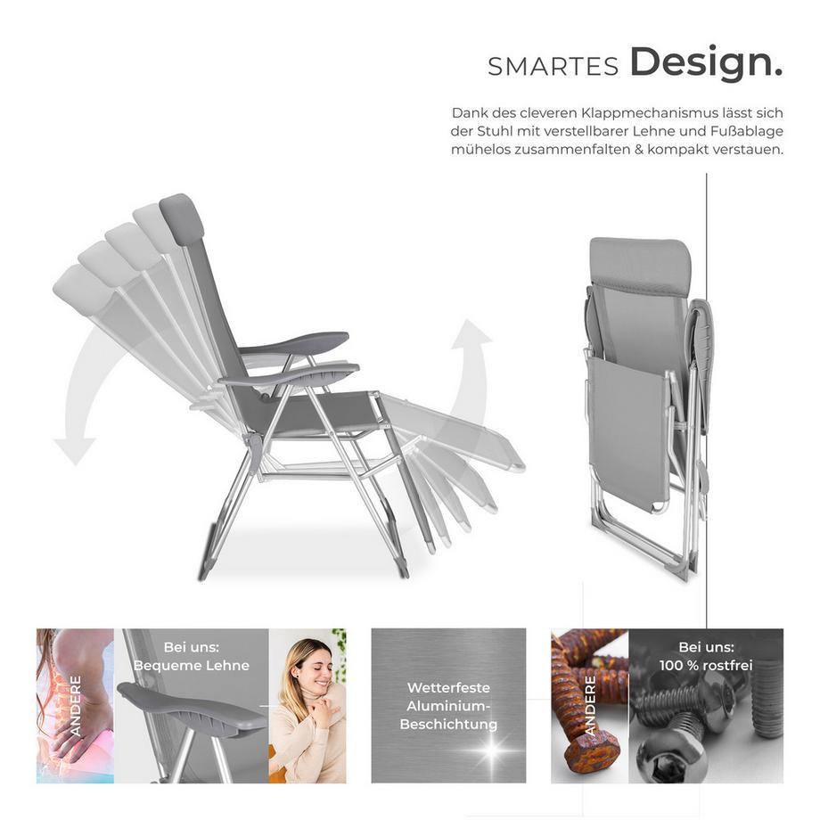Tectake 2er Set Gartenstuhl Jana klappbar Textilene-Gewebe mit Aluminiumgestell  