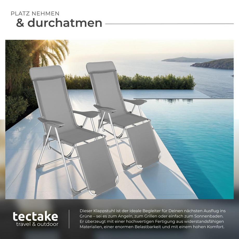 Tectake 2er Set Gartenstuhl Jana klappbar Textilene-Gewebe mit Aluminiumgestell  