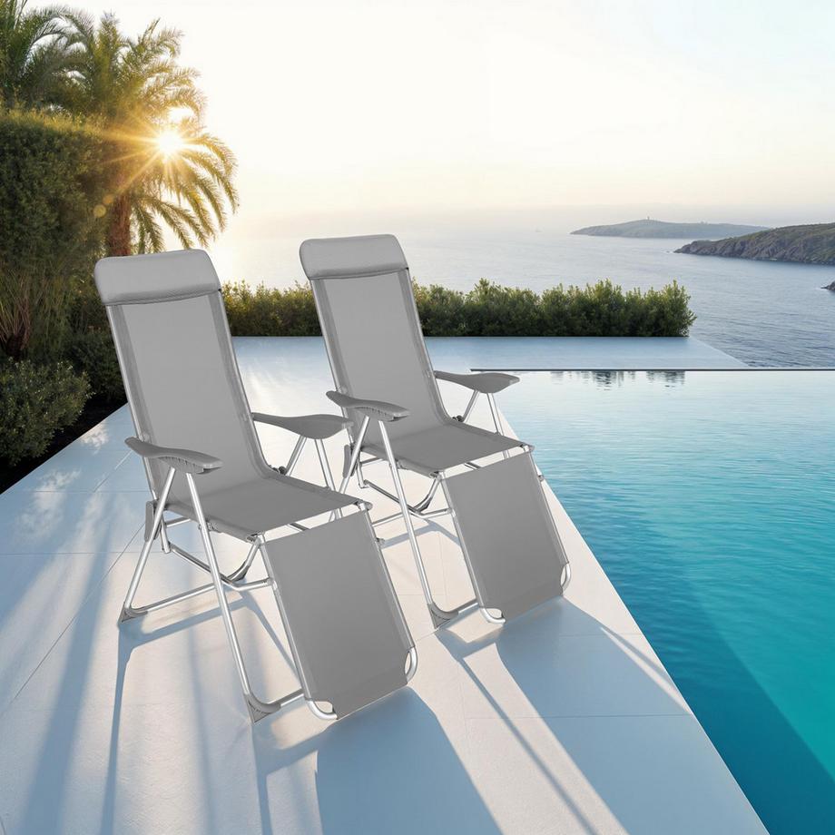 Tectake 2er Set Gartenstuhl Jana klappbar Textilene-Gewebe mit Aluminiumgestell  