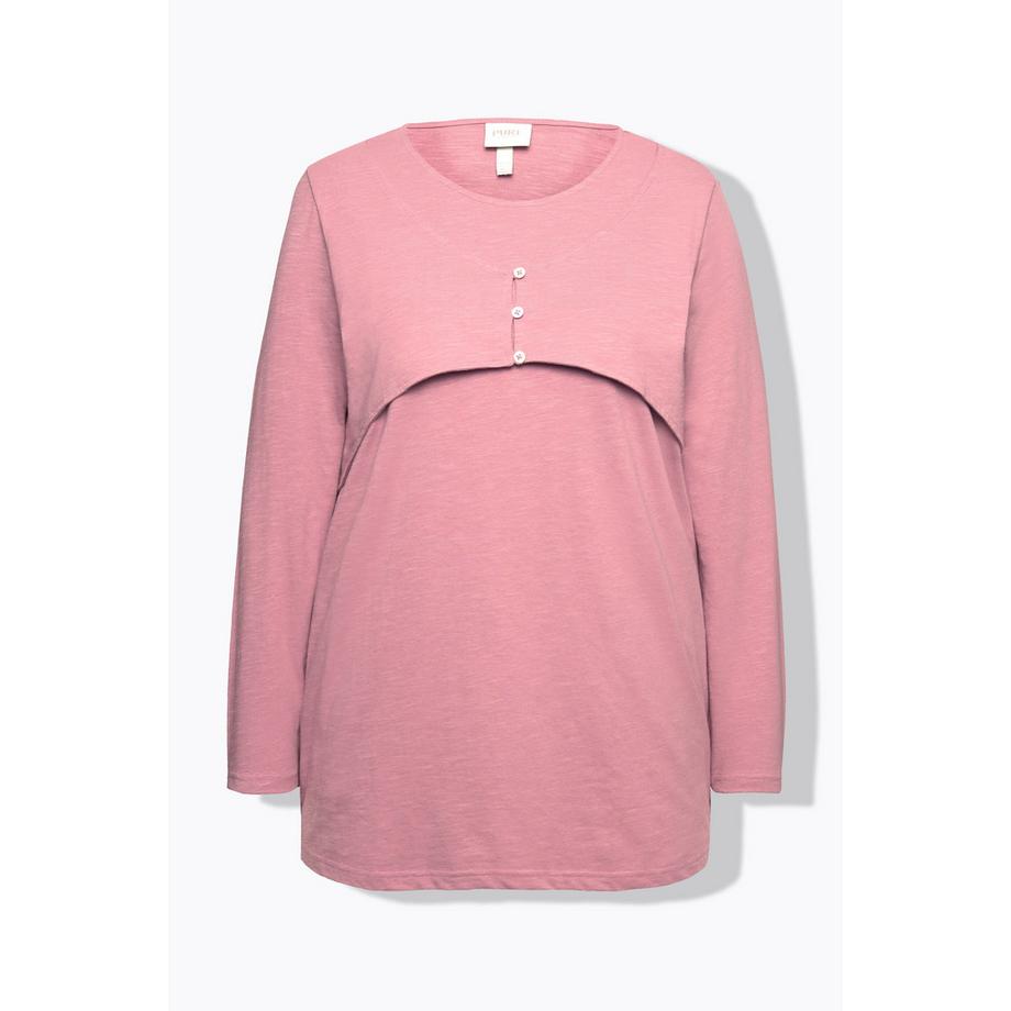 Ulla Popken Lagenoptik Rundhals Langarm Shirt Biobaumwolle  