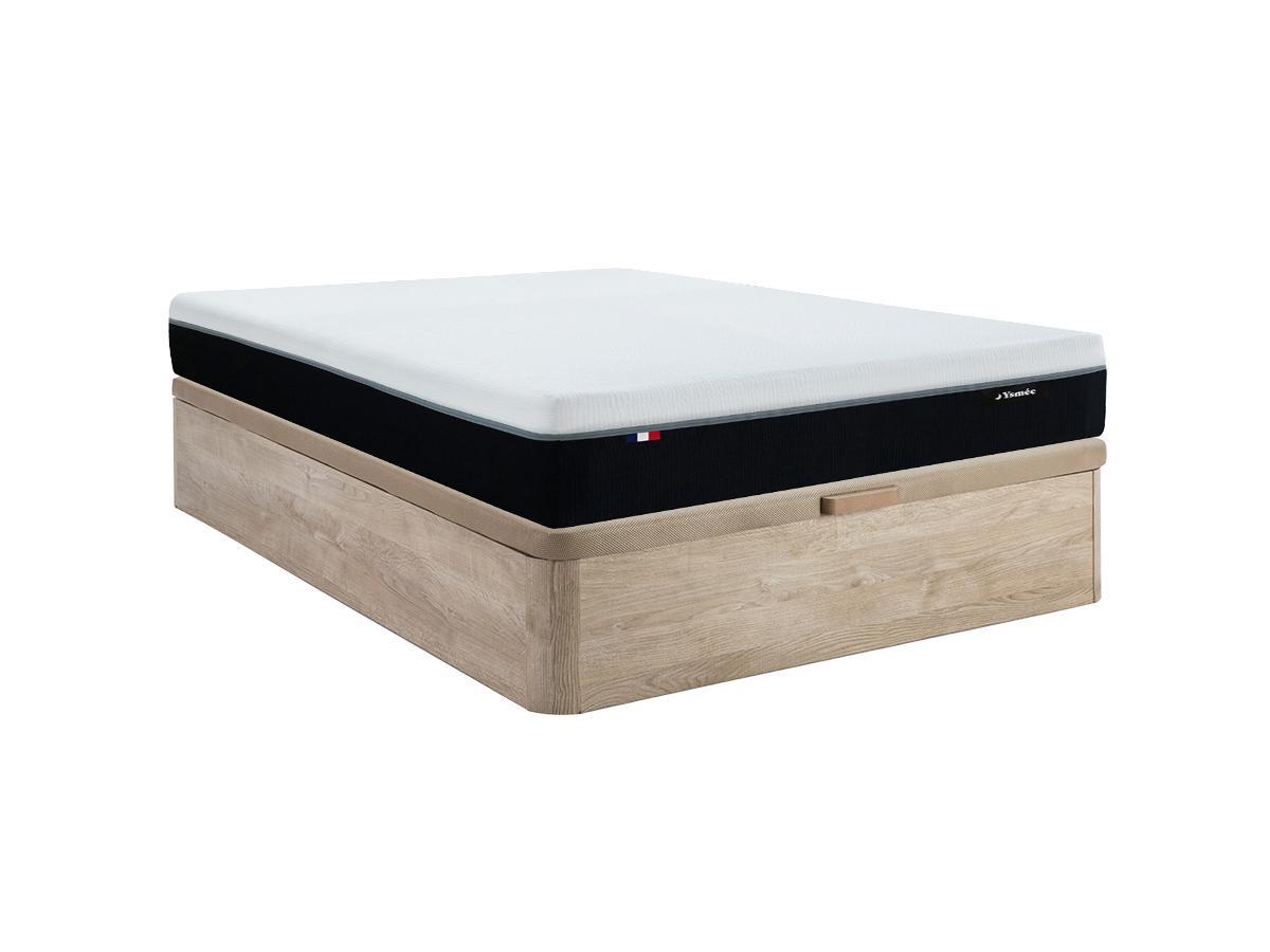 Ysmée Ensemble 140 x 190 cm sommier coffre naturel clair + matelas anti-feu ressorts ensachés 7 zones et mémoire de forme ép.29cm - SIVA de YSMÉE  