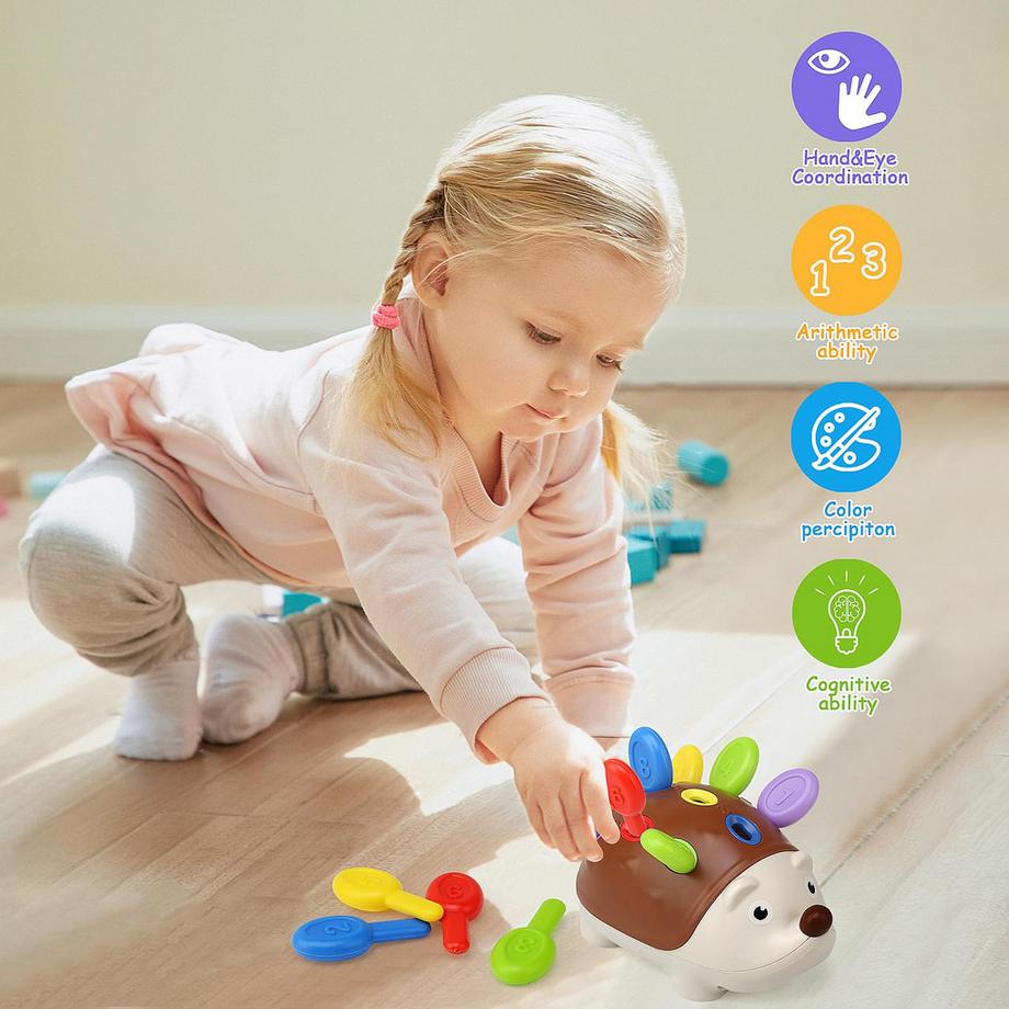 Activity-board  Absteckspiel , Igel , Motorikspielzeug Trainiert die Hand-Augen-Koordination 