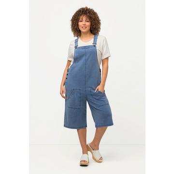 Salopette bermuda aspect jean, jambe large et ligne en A