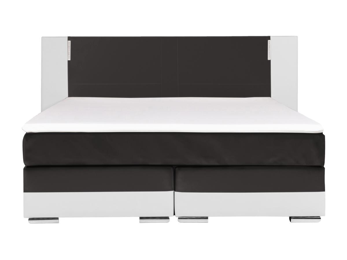 DREAMEA Ensemble boxspring complet tête de lit avec Leds + sommiers + matelas + surmatelas ASTI de DREAMEA simili  