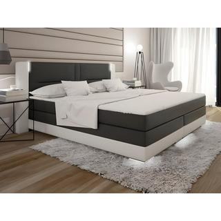 DREAMEA Ensemble boxspring complet tête de lit avec Leds + sommiers + matelas + surmatelas ASTI de DREAMEA simili  