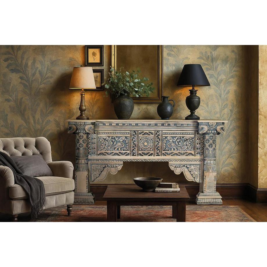 mutoni inspiration Console Trono Bois de mangue bleu 173  