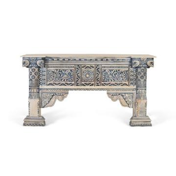 Console Trono Bois de mangue bleu 173