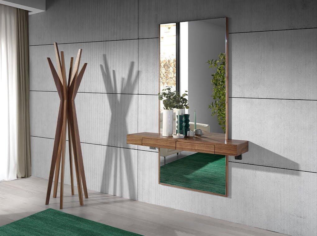 ANGEL CERDA Specchio da parete rettangolare noce  