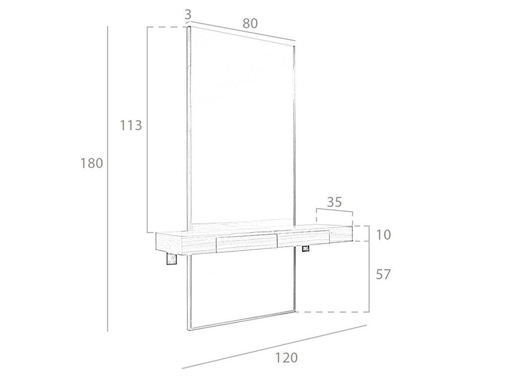 ANGEL CERDA Wandspiegel Rechteckig Walnuss  