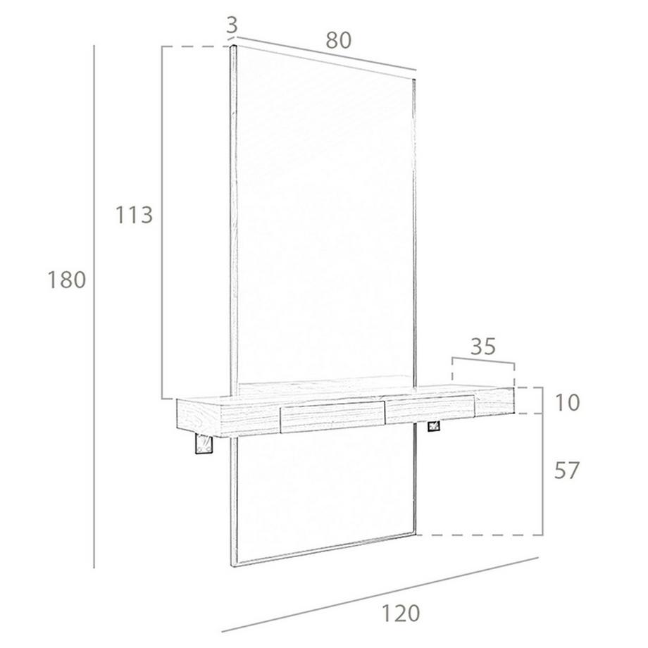 ANGEL CERDA Wandspiegel Rechteckig Walnuss  