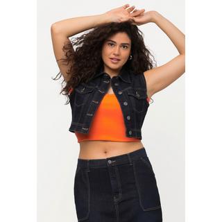 Ulla Popken Kurze Slim ärmellose Jeansweste Hemdkragen  