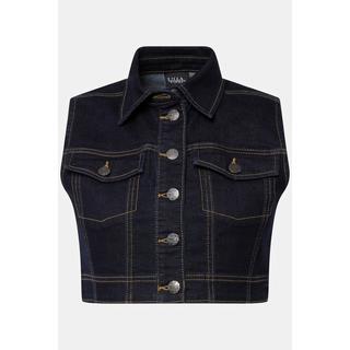 Ulla Popken Kurze Slim ärmellose Jeansweste Hemdkragen  