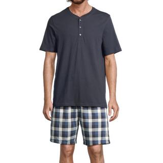 Schiesser Night & Home Kurzarm Henley Schlafanzug Set  