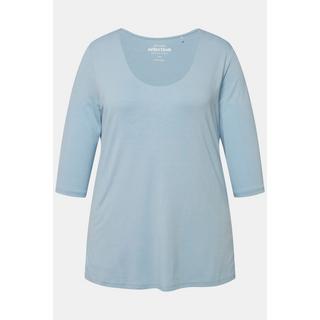 Ulla Popken  Shirt, tiefer Rundhalsausschnitt, 3/4 Arm 