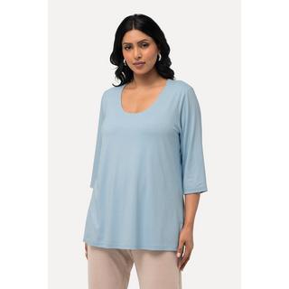 Ulla Popken  Shirt, tiefer Rundhalsausschnitt, 3/4 Arm 