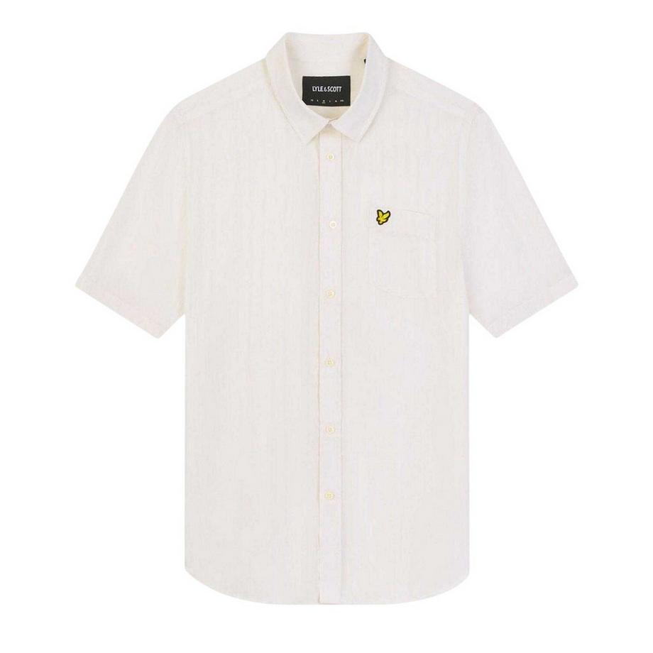 Chemise Manches Couirtes Motiftyle Rayures Texturées