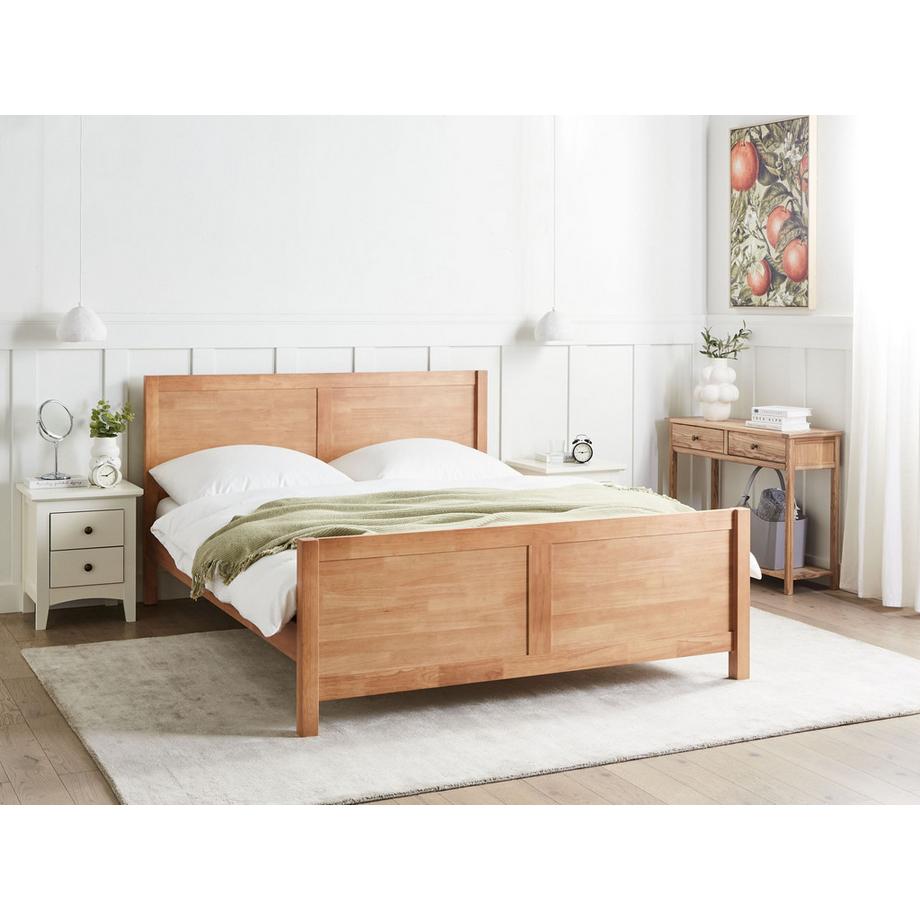 Beliani Bett mit Lattenrost aus Gummibaumholz Rustikal CHAMPAGNAT  