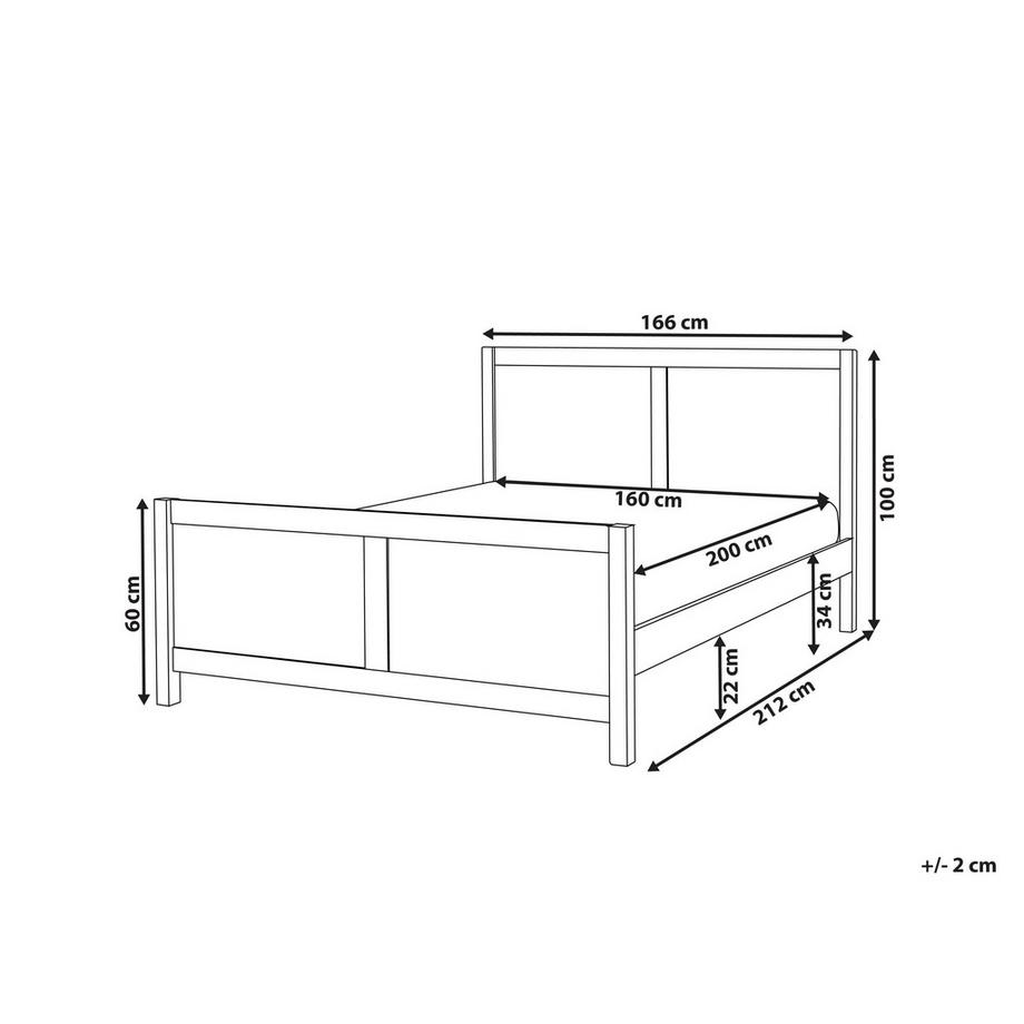 Beliani Bett mit Lattenrost aus Gummibaumholz Rustikal CHAMPAGNAT  