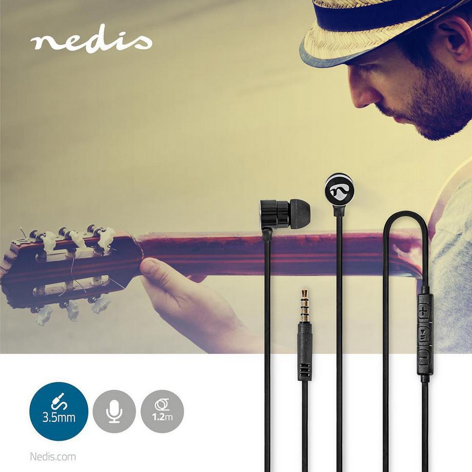 Nedis  Kabel -Kopfhörer | 3,5 mm | Kabellänge: 1,20 m | Invided Mikrofon | Volumensteuerung | Silber 