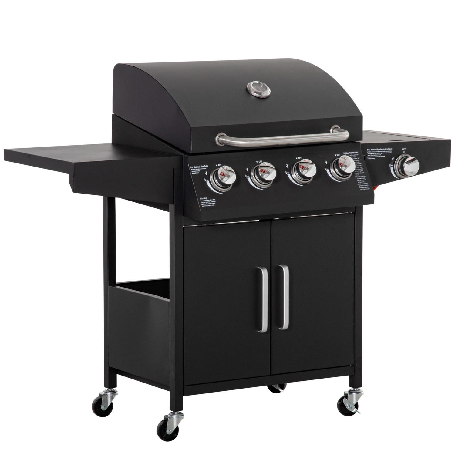 Northio Barbecue À Gaz Avec 3 Brûleurs 3 Kw Chacun Chariot De Grill Mobile Avec 4 Roues Filet De Grill Tables D'Appoint Tuyaux Réducteurs De Pression 132,4 Cm X 55 Cm X 109 Cm  