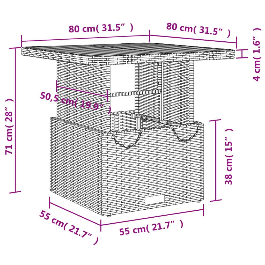 VidaXL Table de jardin rotin synthétique  