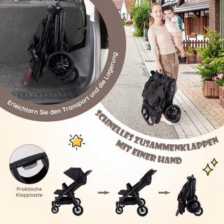 Northio  Poussette jumelle pliable avec dossier réglable, poussette jumelle portable gris foncé 