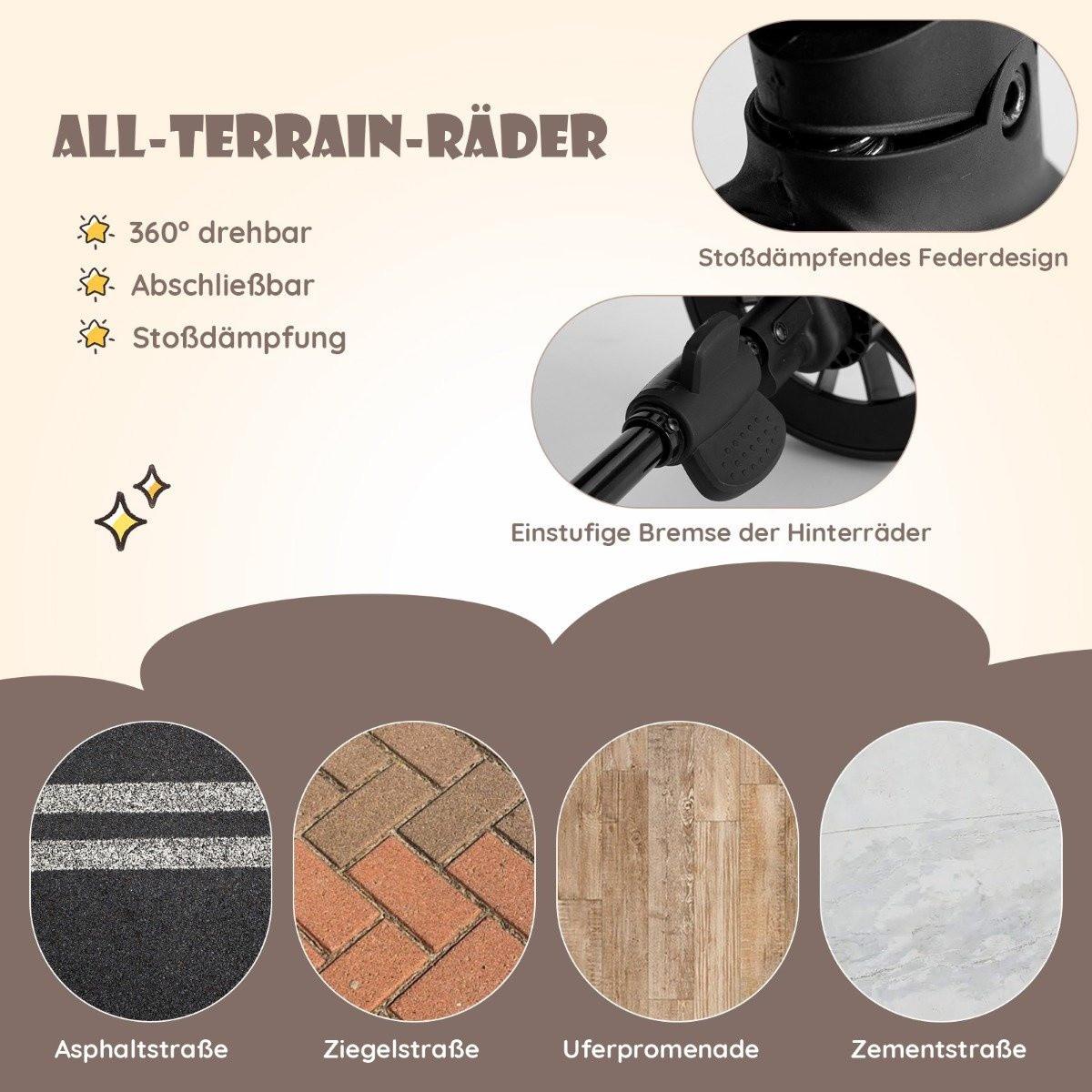 Northio  Poussette jumelle pliable avec dossier réglable, poussette jumelle portable gris foncé 