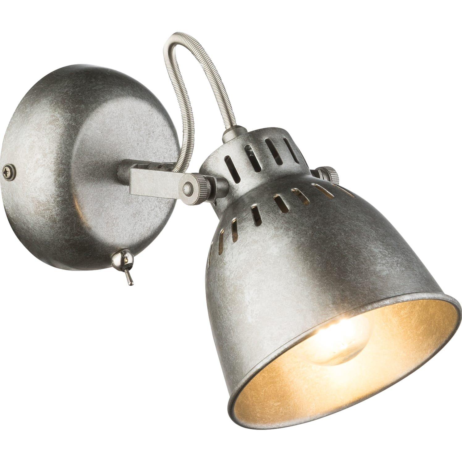 mutoni Lampada da parete in metallo grigio argento 1xE14  