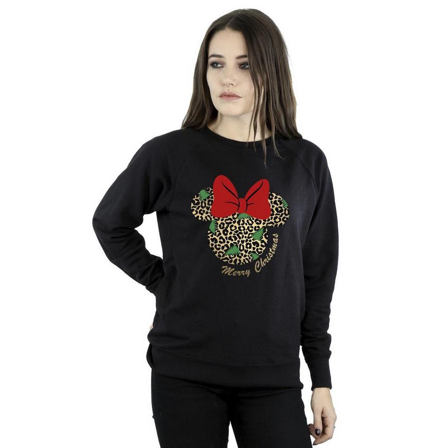 Disney Minnie Mouse Natale Stampa Leopardata Felpa  