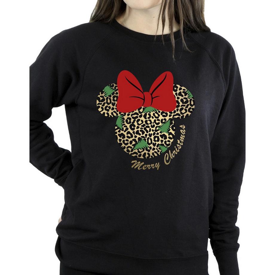 Disney Minnie Mouse Natale Stampa Leopardata Felpa  