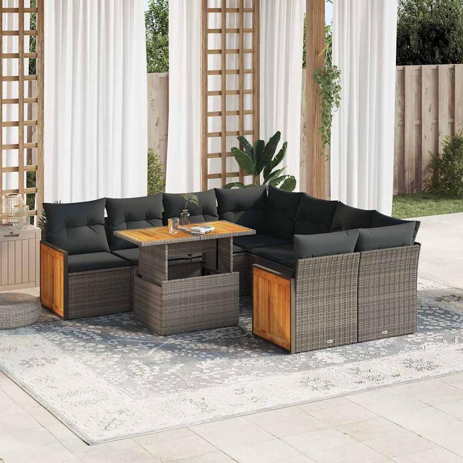 VidaXL set di divani da giardino Polirattan  