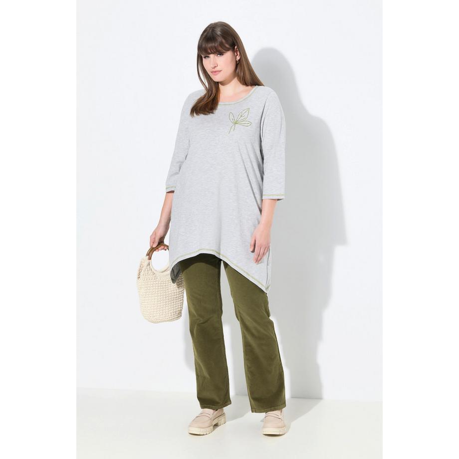 Ulla Popken Ricamo Linea ad A Girocollo Manica 3/4 Maglietta  