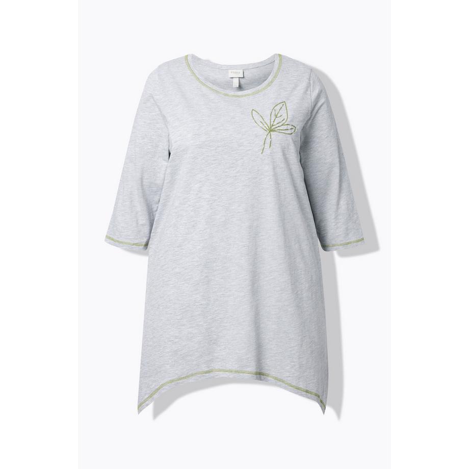 Ulla Popken Ricamo Linea ad A Girocollo Manica 3/4 Maglietta  