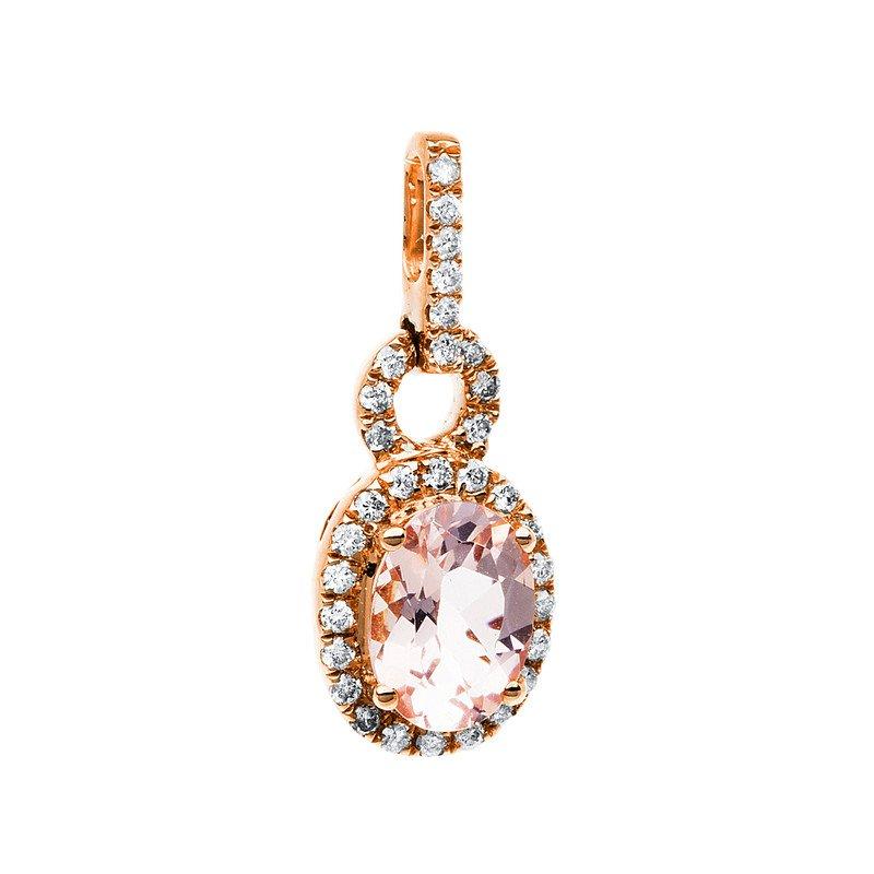 Image of MUAU Schmuck Anhänger 585/14K Roségold Diamant 0.21ct. Morganit 1.06ct. - ONE SIZE