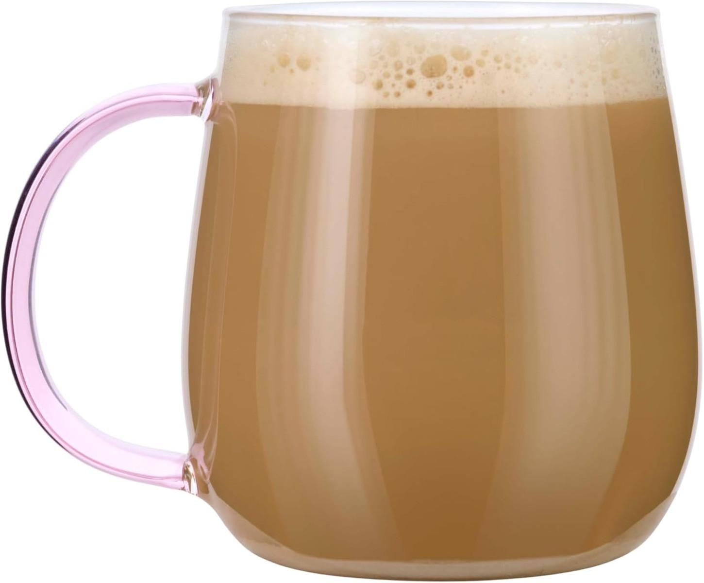 Uberstar Mugs en verre avec anse colorée set de 4  