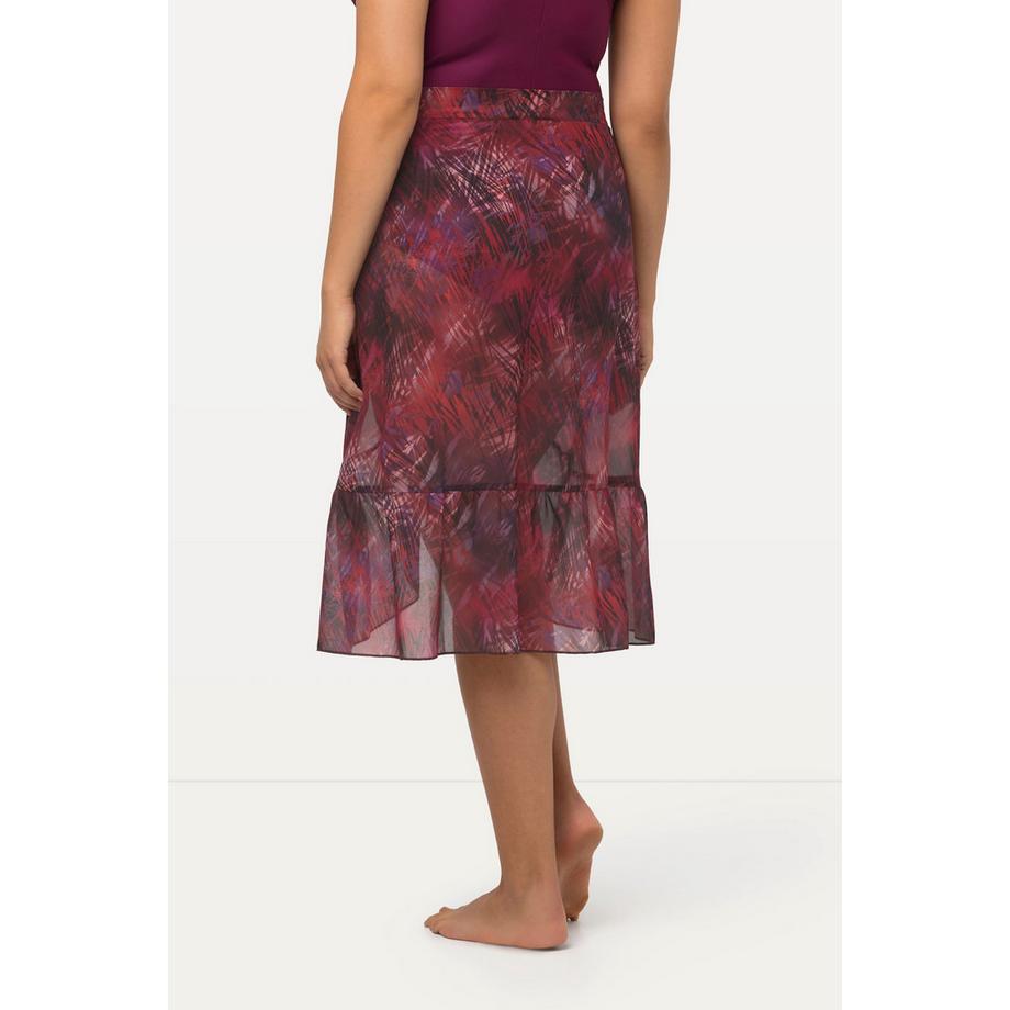 Ulla Popken Jupe Portefeuille Savane Ourlet Ruché Rubans à Nouer  