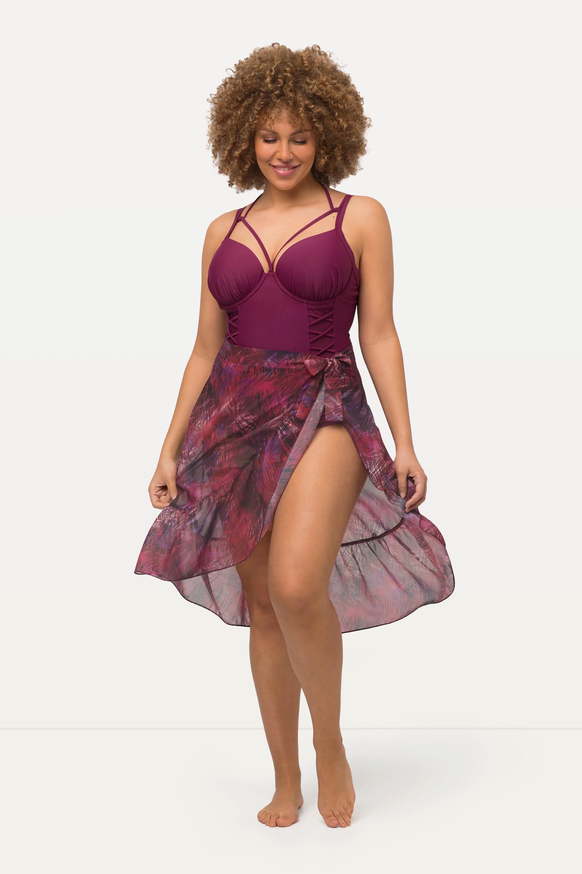 Ulla Popken Gonna a Portafoglio Savana Orlo con Ruche Laccetti  